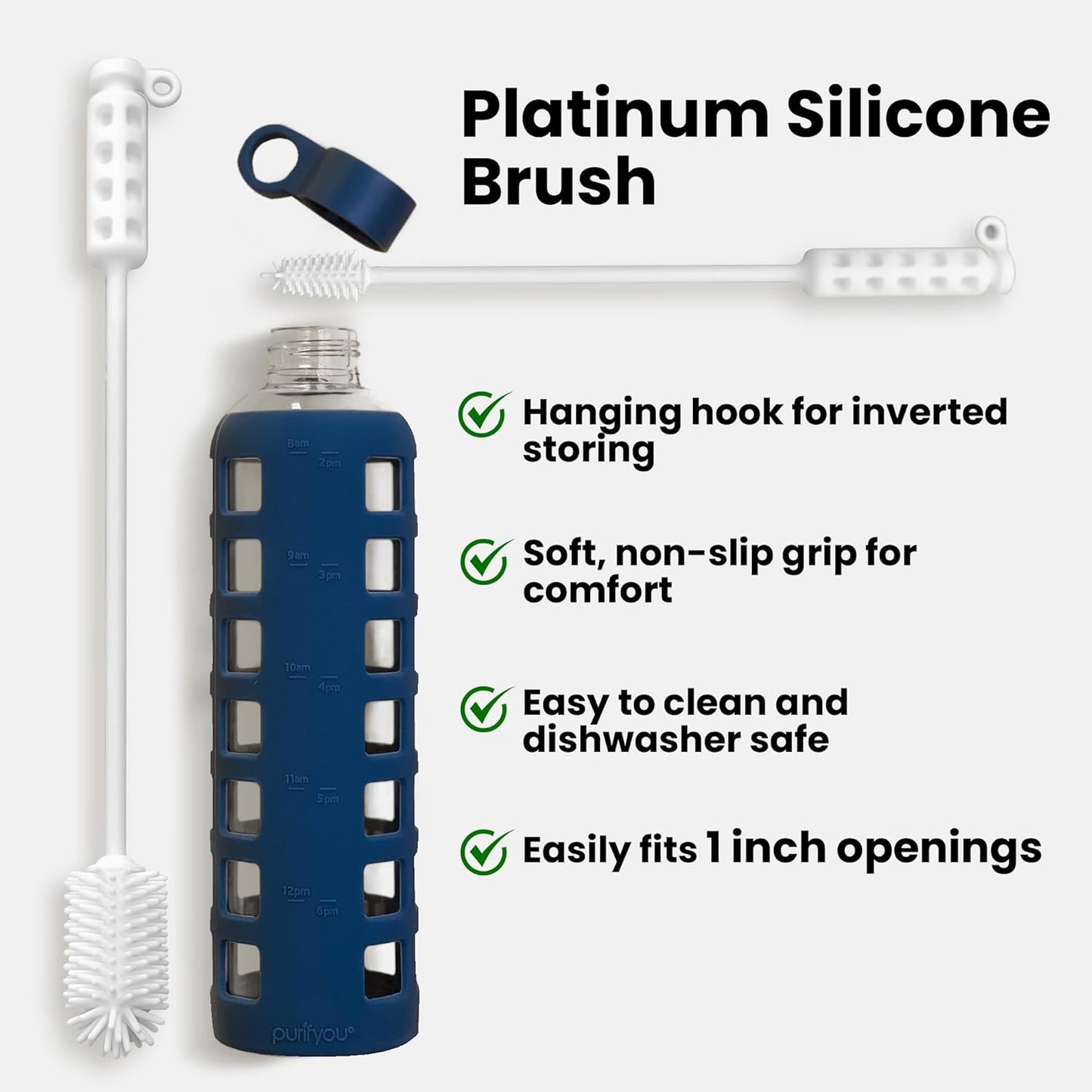 purifyou Premium Reusable Silicone Bottle Brush (Set of 2)