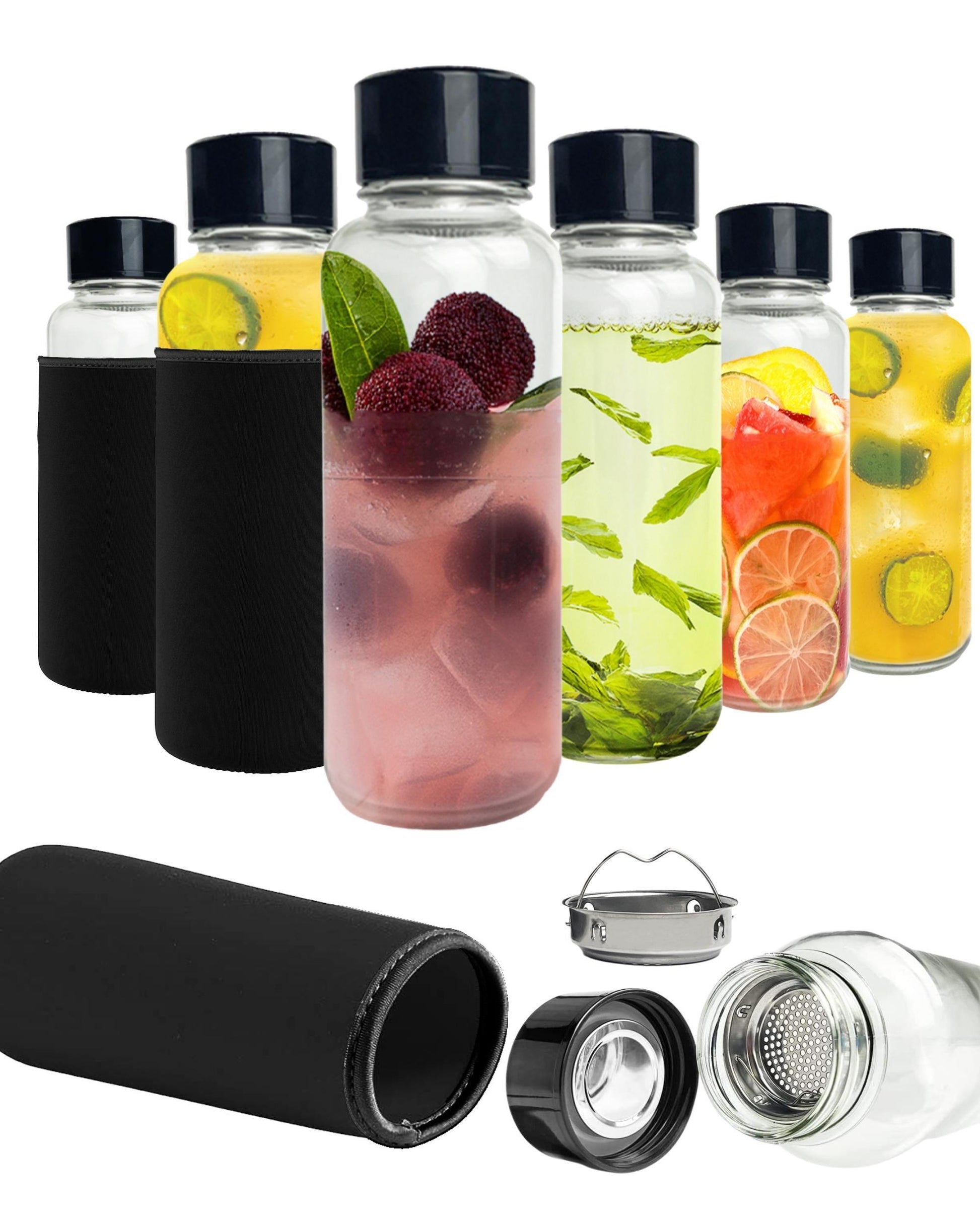 Original Series Wide Mouth Glass Bottles w/ Lids & Silicone Liner